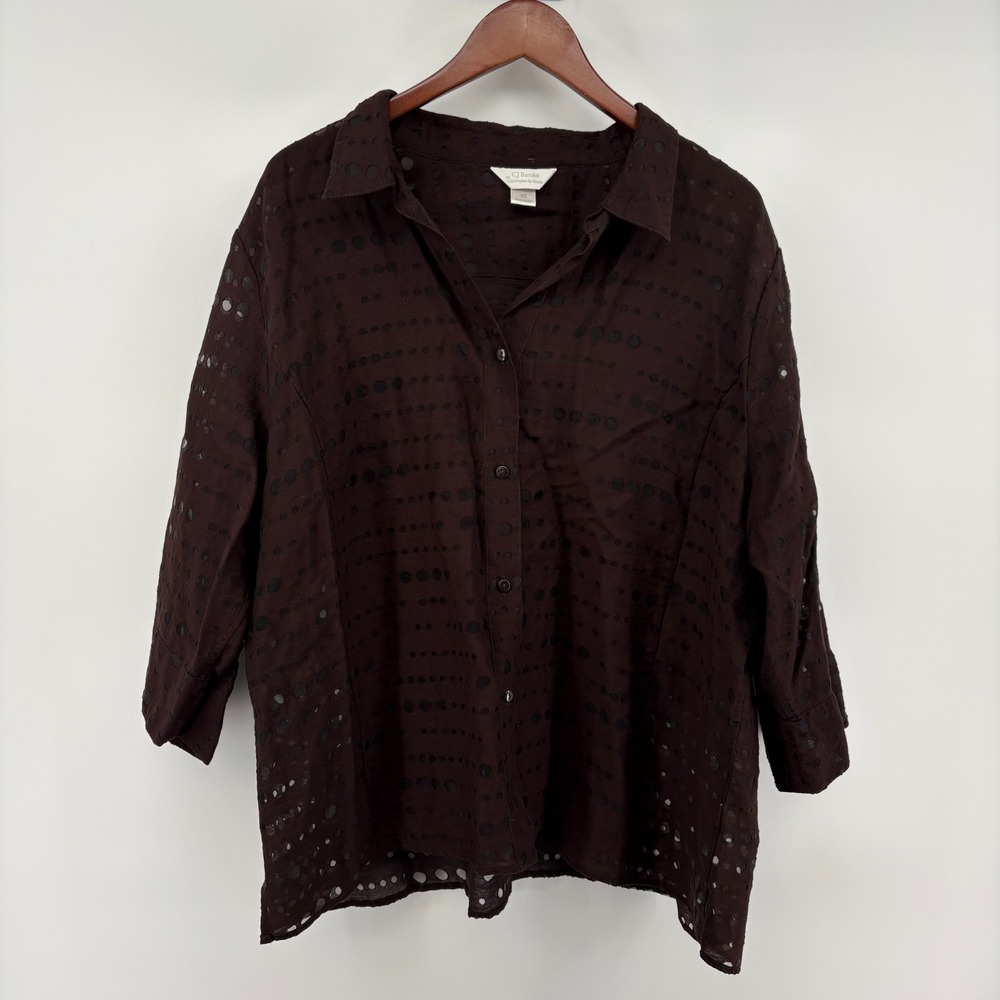CJ Banks Eyelet Cutwork Blouse 3X